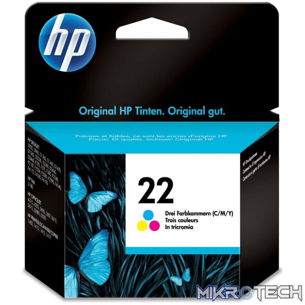 HP 22 Tri-colour Ink Cartridge Original C9352AE Single-pack HP 22 Tri-colour Ink Cartridge Original C9352AE Single-pack