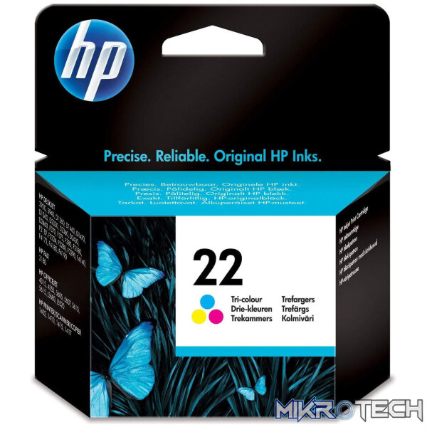 HP 22 Tri-colour Ink Cartridge Original C9352AE Single-pack - Image 2