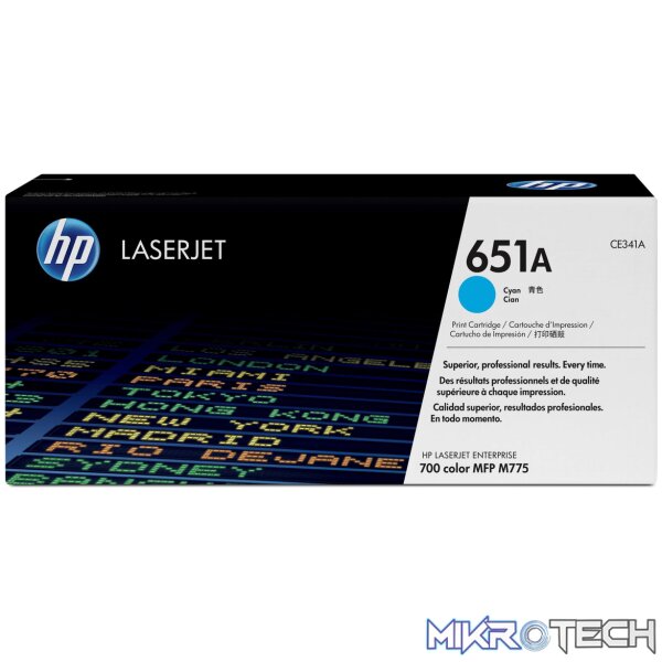 HP 651A Cyan Toner Cartridge 16 HP 651A Cyan Toner Cartridge 16