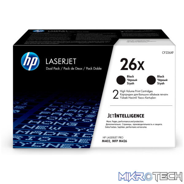 HP 26X Black Toner Cartridges 9,000 Pages Each Original CF226XD Dual-pack - Image 3