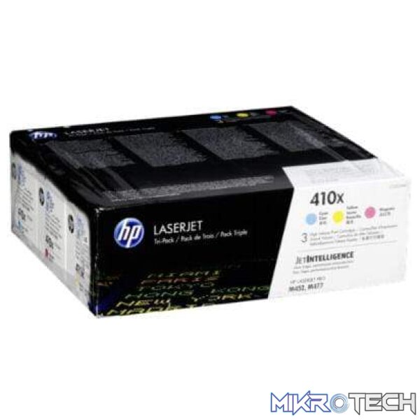 HP 410X Cyan Magenta Yellow High Yield Toner Cartridges 5,000 Pages Each Original CF252XM 3-pack - Image 3