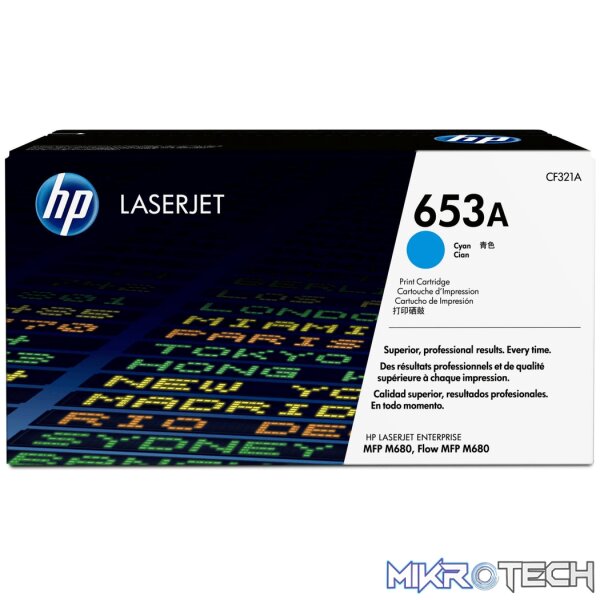 HP 653A Cyan Toner Cartridge 16 HP 653A Cyan Toner Cartridge 16