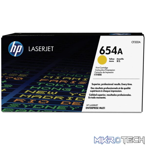 HP 654A Yellow Toner Cartridge 15 HP 654A Yellow Toner Cartridge 15