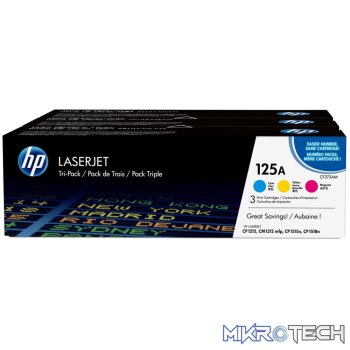 HP 125A Cyan Magenta Yellow Toner Cartridges 1