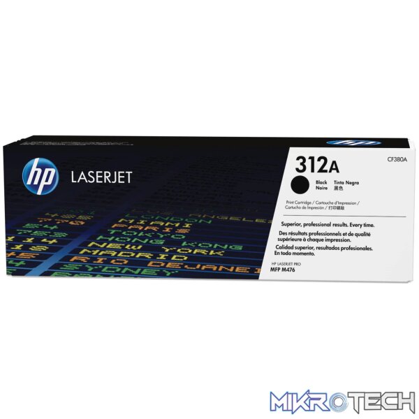 HP 312A Black Toner Cartridge 2280 Pages Original CF380A Single-pack HP 312A Black Toner Cartridge 2280 Pages Original CF380A Single-pack