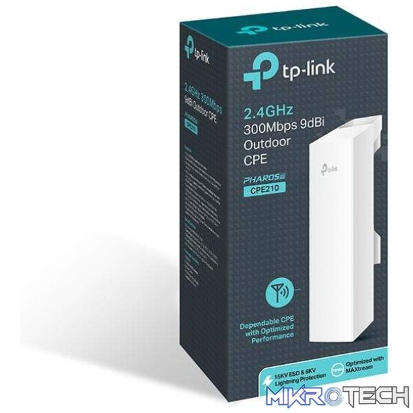 TP-Link CPE210 2.4GHz 300Mbps 9dBi Outdoor CPE 300 Mbit/s Power over Ethernet (PoE) White - Image 2