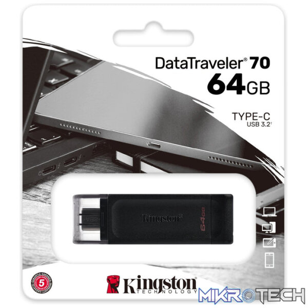 Kingston DataTraveler 70 64GB USB 3.2 Gen 1 Type-C Black USB Flash Drive DT70/64GB - Image 7