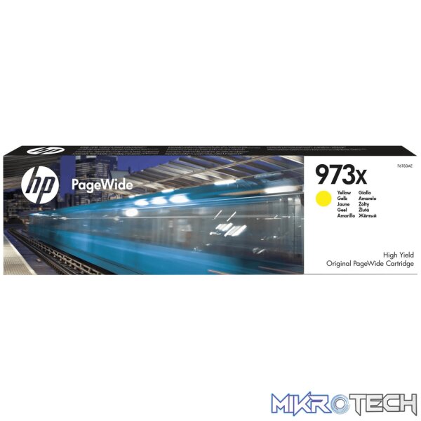 HP 973X PageWide Yellow High Yield Printer Ink Cartridge Original F6T83AE Single-pack HP 973X PageWide Yellow High Yield Printer Ink Cartridge Original F6T83AE Single-pack