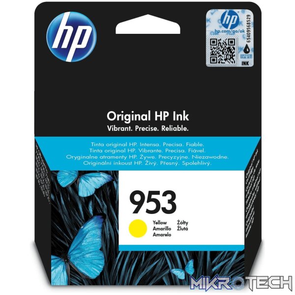 HP 953 Yellow Standard Yield Printer Ink Cartridge Original F6U14AE Single-pack HP 953 Yellow Standard Yield Printer Ink Cartridge Original F6U14AE Single-pack