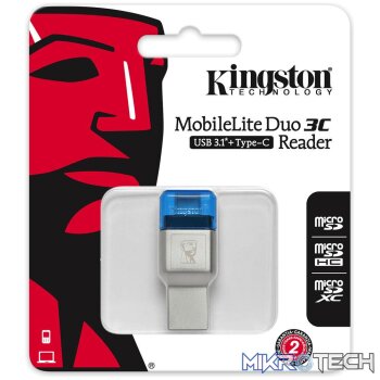 Kingston MobileLite DUO 3C USB 3.1 with TypeC microSDHC/SDXC Card Reader FCR-ML3C