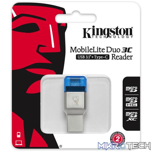 Kingston MobileLite DUO 3C USB 3.1 with TypeC microSDHC/SDXC Card Reader FCR-ML3C Kingston MobileLite DUO 3C USB 3.1 with TypeC microSDHC/SDXC Card Reader FCR-ML3C
