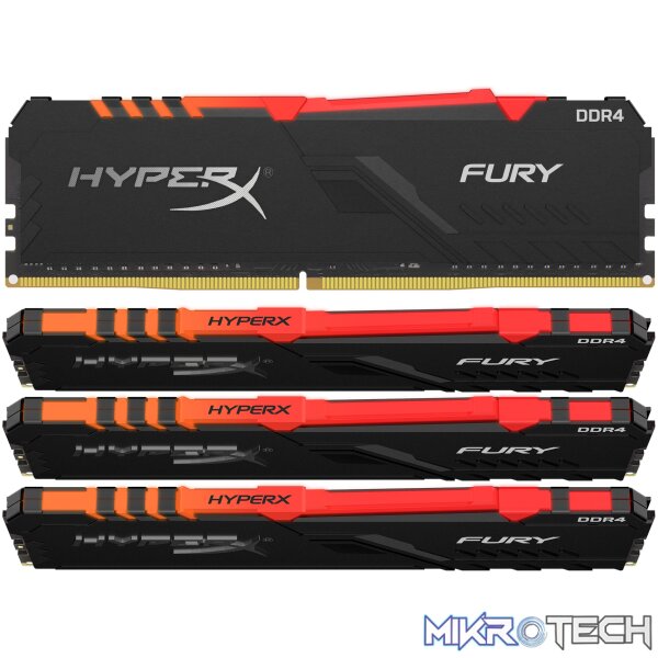 Kingston Hyper-x RGB Fury 32Gb(8Gb x 4) DDR4-2400 (pc4-19200) CL15 1.35v Desktop Memory Module - Image 2
