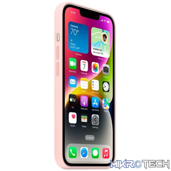 iPhone 14 Silicone Case with MagSafe - Chalk Pink - Image 3