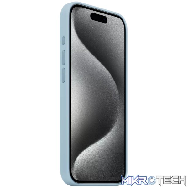 Apple iPhone 15 Pro Light Blue Silicone Case with MagSafe Support - Image 2