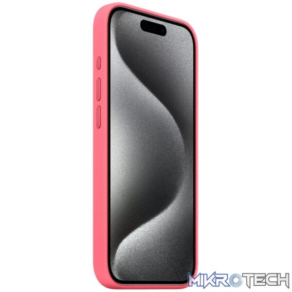 Apple iPhone 15 Pro Pink Silicone Case with MagSafe Support - Image 2