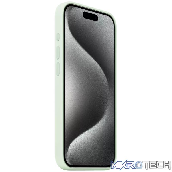 Apple iPhone 15 Pro Soft Mint Silicone Case with MagSafe Support - Image 2