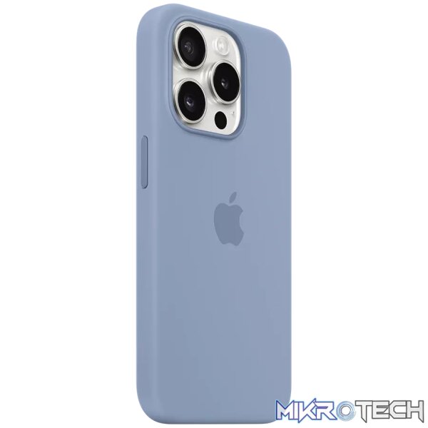 Apple iPhone 15 Pro Winter Blue Silicone Case with MagSafe Support - Image 2