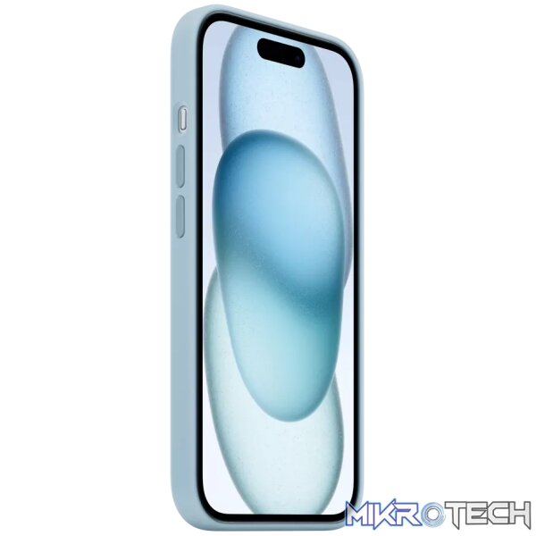 Apple iPhone 15 Light Blue Silicone Case with MagSafe Support - Image 2