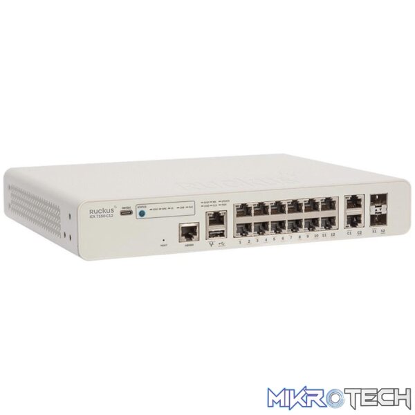 icx7150-c12p-2x1g-network-switches-46108060450980 RUCKUS ICX7150-C12P-2X1G 12-port GbE Managed L3 Compact Switch - Image 1