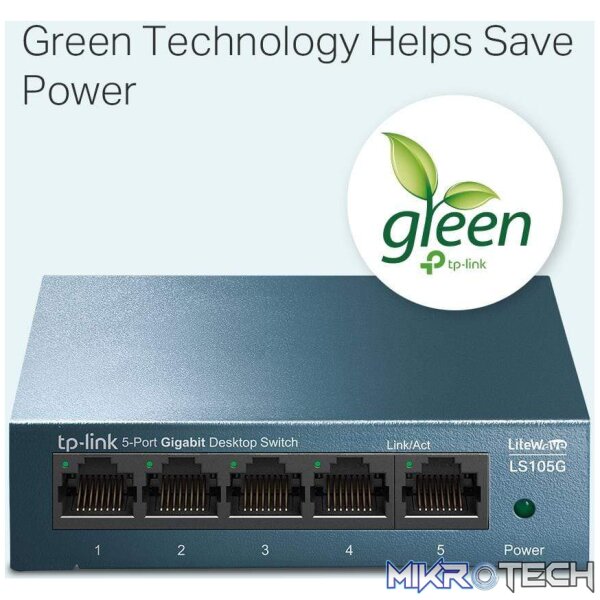 TP-Link LS1008G 8-Port 10/100/1000 Mbits Desktop Switch Unmanaged Black - Image 3