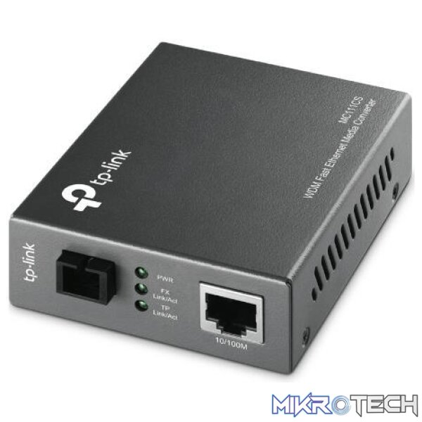 mc111cs-network-adapters-30249910436004 TP-Link MC111CS 10/100 Mbits WDM Media Converter Network 100 Single-Mode Black - Image 1
