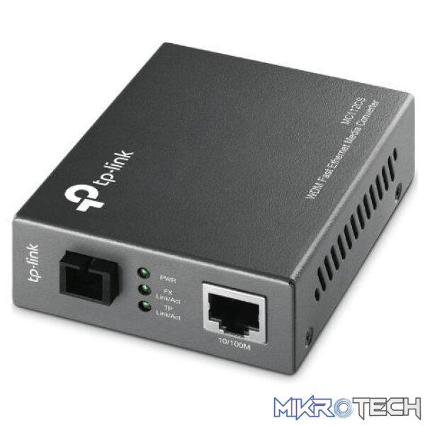 mc112cs-network-adapters-30249957654692 TP-Link MC112CS 10/100 Mbits WDM Media Converter Network 100 Single-Mode Black - Image 1