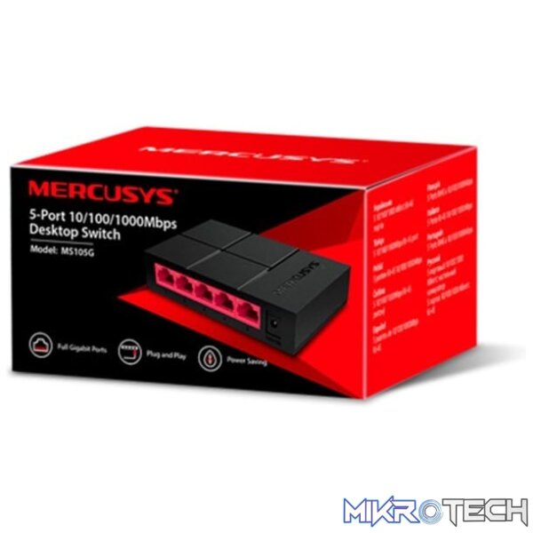 ms105g-switches-42957253705892 Mercusys MS105G 5-port Gigabit Unmanaged Desktop Switch - Image 1
