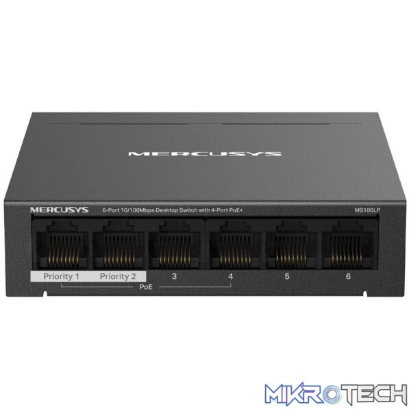 ms106lp-switches-44118868197540 Mercusys 6-port 10/100Mbps Desktop Switch with 4-port PoE+ MS106LP - Image 1