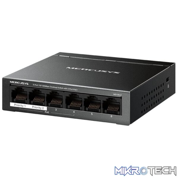 Mercusys 6-port 10/100Mbps Desktop Switch with 4-port PoE+ MS106LP - Image 3