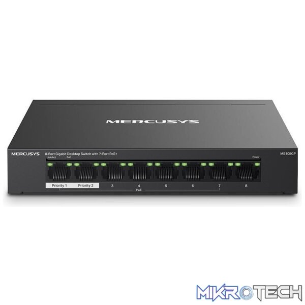 ms108gp-switches-44077218726052 Mercusys MS108GP 8-Port Gigabit Desktop Switch with 7-Port PoE+ - Image 1