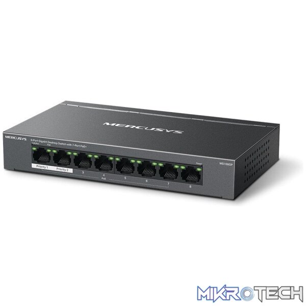 Mercusys MS108GP 8-Port Gigabit Desktop Switch with 7-Port PoE+ - Image 3