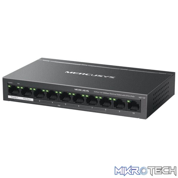 Mercusys 10-port 10/100Mbps Desktop Switch with 8-port PoE+ MS110P - Image 2