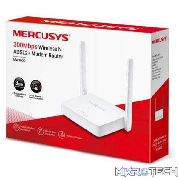 Mercusys MW300D 300Mbps Wireless N ADSL2+ Modem Router White - Image 3