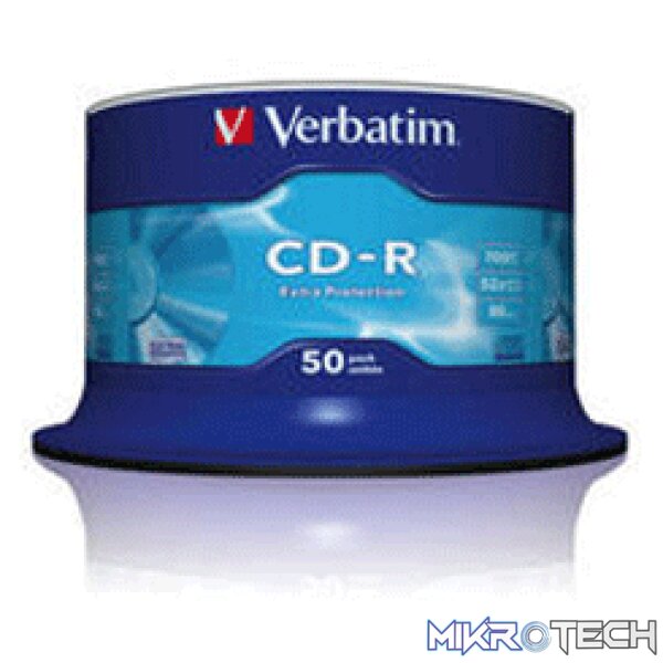 product_med_vbcdr50spind Verbatim 43351 700MB 52x CD-R Extra Protection 50 pack Spindle - Image 1
