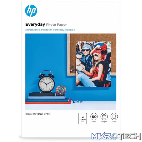 HP Everyday Glossy Photo Paper - 100 Sheets A4 200gsm Q2510A HP Everyday Glossy Photo Paper - 100 Sheets A4 200gsm Q2510A