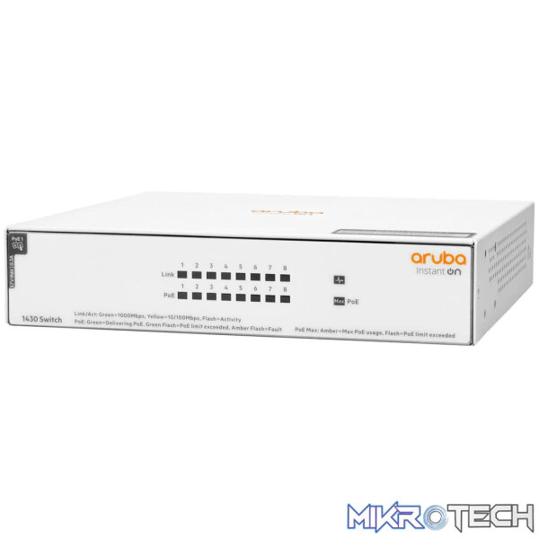 HPE Networking Instant On 1430 8-port Class4 Unmanaged L2 Gigabit Ethernet PoE Switch White R8R46A - Image 3