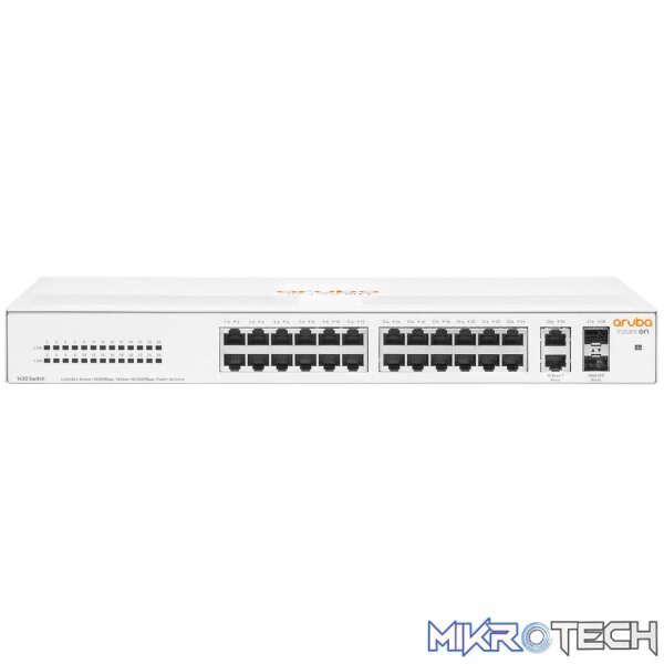 HPE Networking Instant On 1430 28-port Unmanaged L2 Gigabit Ethernet Switch White R8R50A HPE Networking Instant On 1430 28-port Unmanaged L2 Gigabit Ethernet Switch White R8R50A
