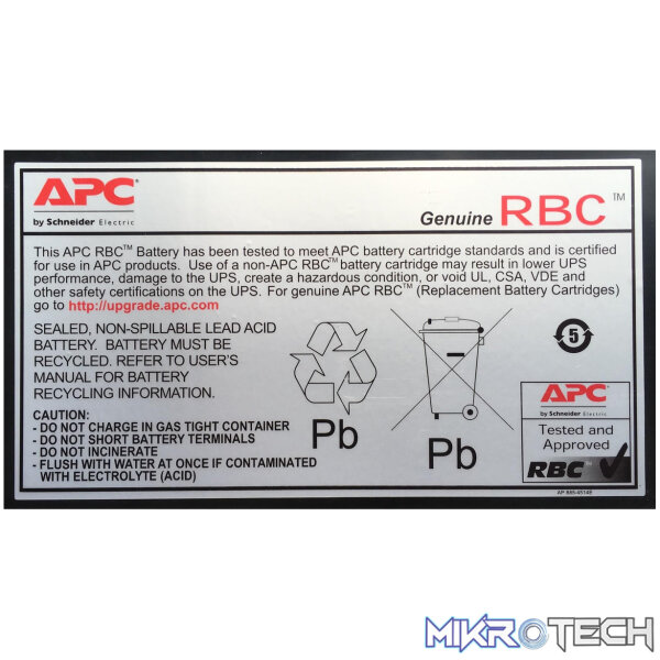 APC RBC43 10Ah 48VDC Replacement Battery Cartridge #43 Sealed Lead Acid (VRLA) - Image 2