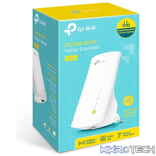 TP-Link RE200 AC750 Wi-Fi 5 Range Extender Repeater White 10/100 Mbits - Image 4