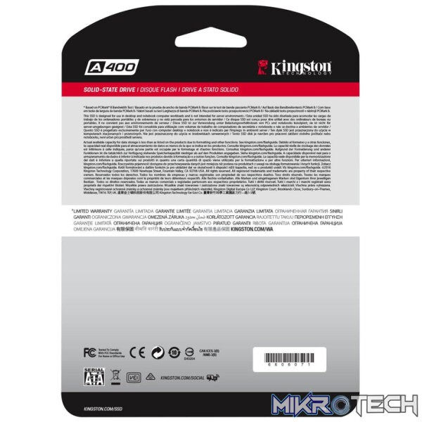 Kingston A400 2.5-inch 480GB Serial ATA III TLC Internal SSD SA400S37/480G - Image 2