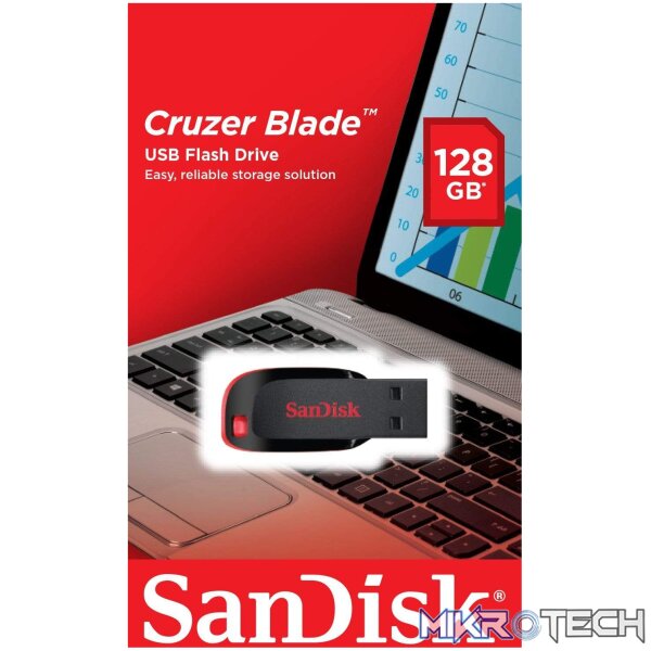 SanDisk Cruzer Blade 128GB USB 2.0 Type-A Black and Red USB Flash Drive SDCZ50-128G-B35 - Image 6