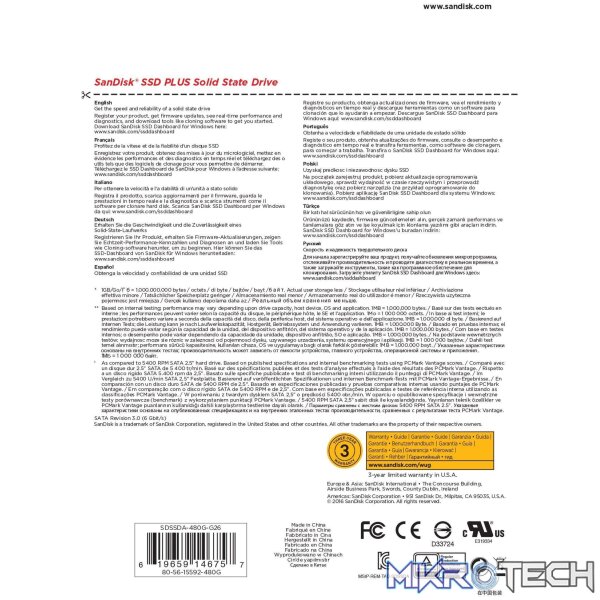 SanDisk Plus 2.5-inch 480GB Serial ATA III SLC Internal SSD SDSSDA-480G-G26 - Image 3