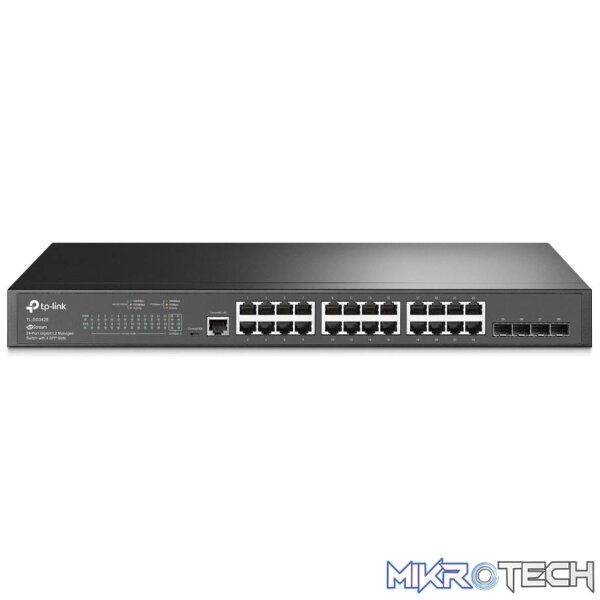 sg3428-switches-33811407143076 TP-Link SG3428 JetStream 24-port Gigabit L2+ Managed Switch with 4 SFP Slots - Image 1