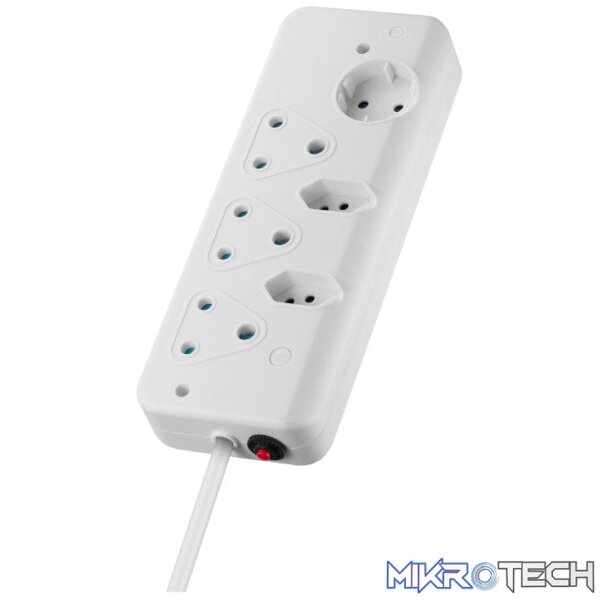 Switched Basic 6-way Multiplug with 0.5m Cord White SWD-75019-05-WT - Image 3