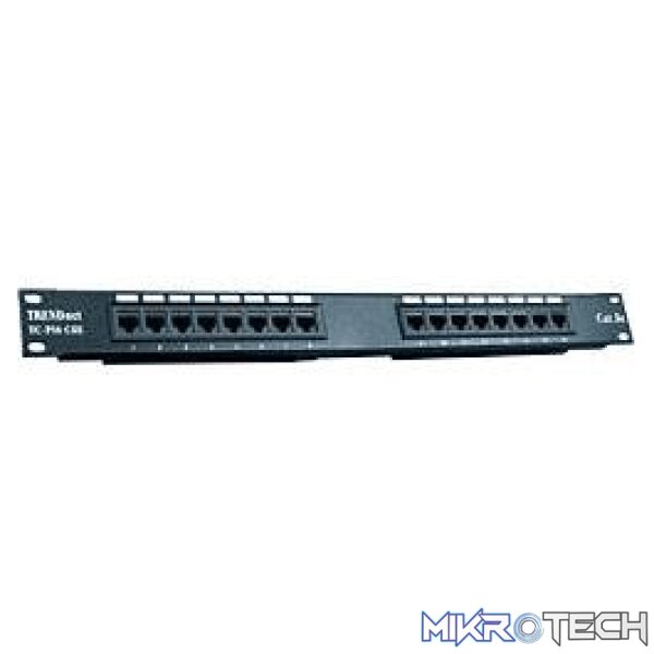 tc-p16c5e-other-accessories-35475561218212 Trendnet 16-Port CAT5 Populated 1U Black Patch Panel - Image 1