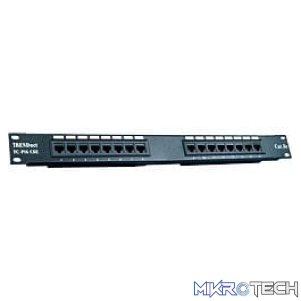 Trendnet 16-Port CAT5 Populated 1U Black Patch Panel - Image 2