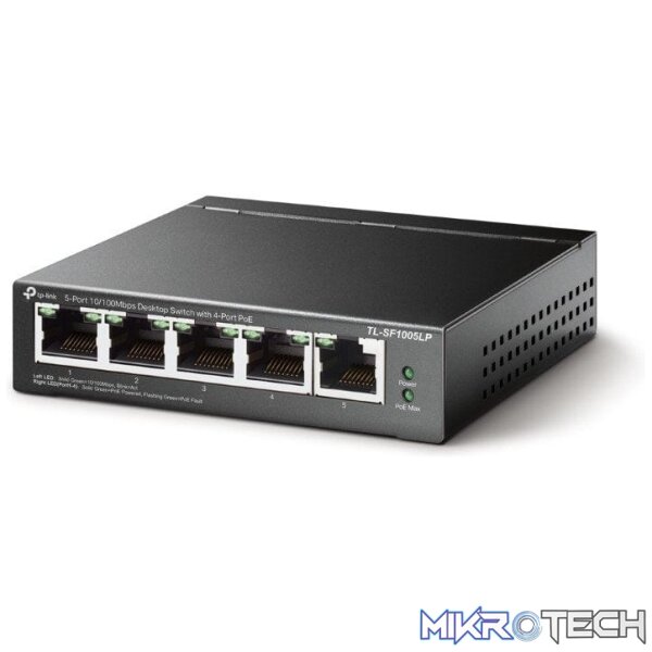 TP-Link TL-SF1005LP 5-Port 10/100Mbps Unmanaged Desktop PoE Switch with 4-port - Image 3