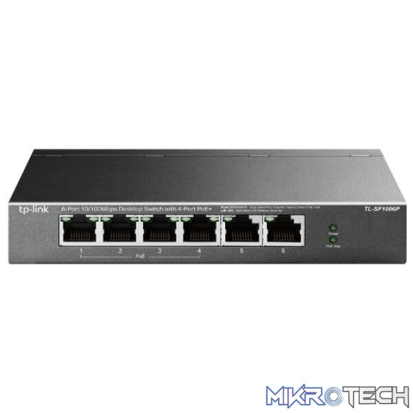 tl-sf1006p-unassigned-31325408755876 TP-Link TL-SF1006P Network Switch Fast Ethernet (10/100) Power over (PoE) Black - Image 1