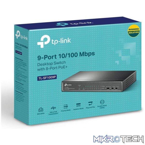 TP-Link TL-SF1009P 9-Port 10/100Mbps Desktop Switch with 8-Port PoE+ - Image 2