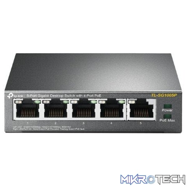 TP-Link TL-SG1005P 5-port GbE Unmanaged Desktop Switch with 4x PoE+ Ports - Image 2